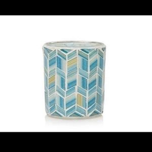 Yankee Candle Mosaic Blue Votive Candle Holder + Bahama Breeze Candle BNWT SO